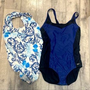 Speedo swimsuit and patterned swimsuit